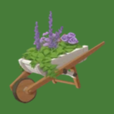 牧場ハウス風の花の植木鉢